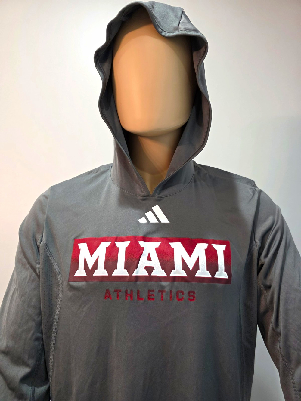 Adidas Miami Athletics Hoodie Mens Large Gray Lightweight Performance Pullover